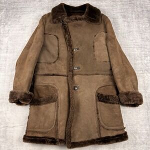Vtg Sheepskin Jacket Woman's 42 Brown Shearling Perfect Leather Goods 60s Preppy